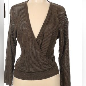 Lauren Ralph Lauren Linen Wrap Sweater Size Small